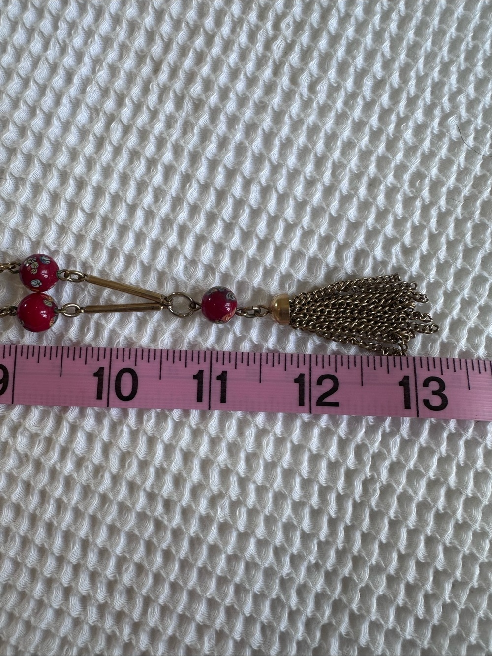 Sarah Coventry Gold-tone Necklace with Red Beads and Tassel - Picture 13 of 13